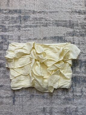 Worn Once Zara Pale Yellow Ruffle Strapless Top